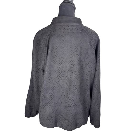 QVC DENNIS BASSO PERFORATED FAUX SUEDE JACKET NWOT BLACK SIZE L - Picture 5 of 7